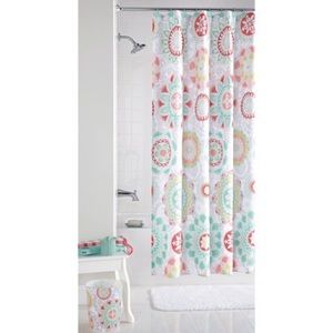 Groovy Medallion Shower Curtain and Wastebasket